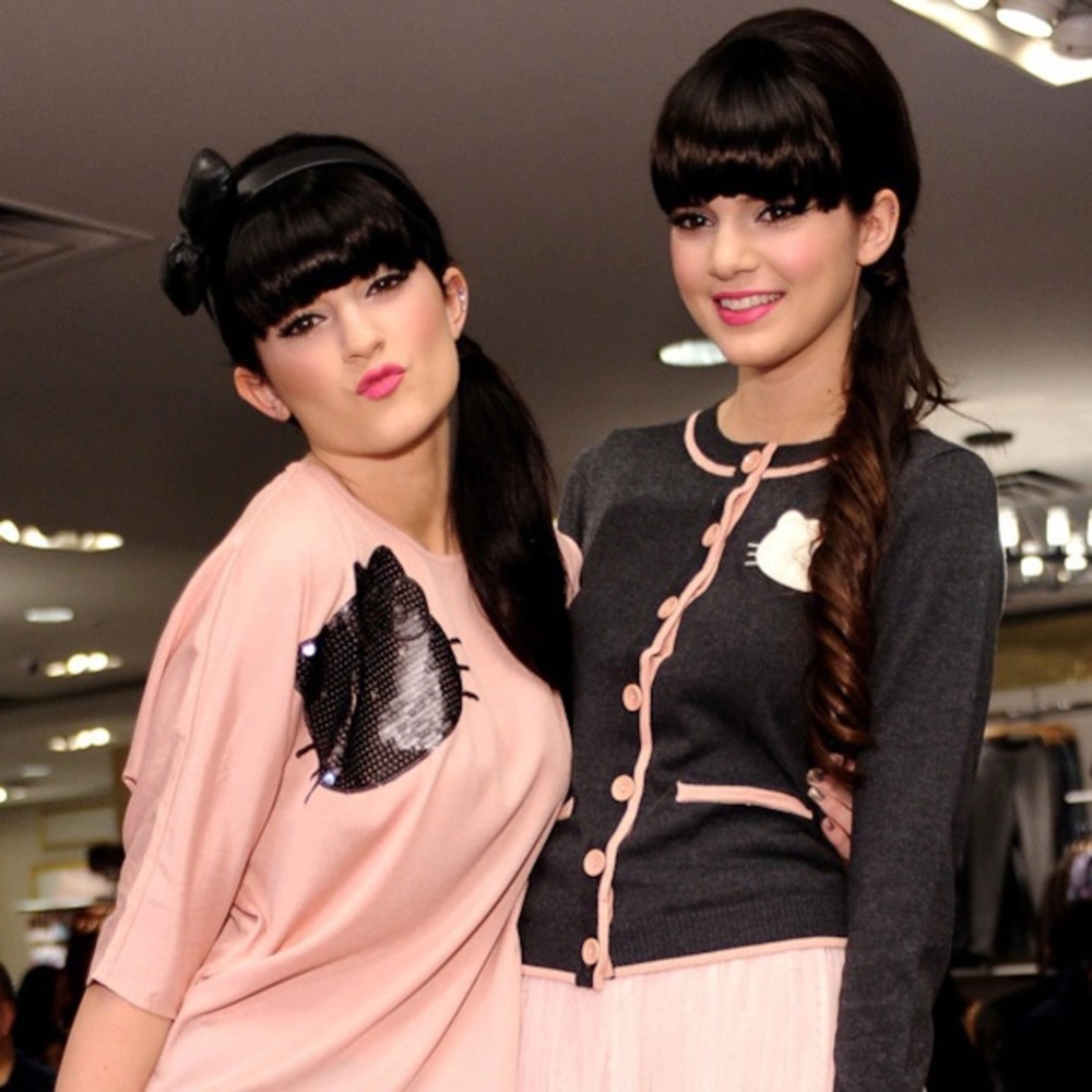 Forever 21 Grey Pink cardigan Hello Kitty, as modeled by Kendall Jenner